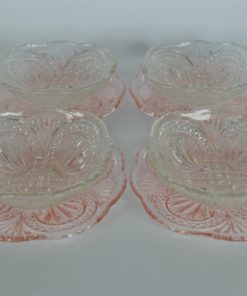 Dessertschoteltjes en schaaltjes roze en kleurloos glas