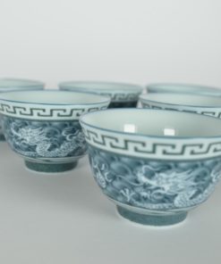 Kleine kom met blauwe draken -set van zes
