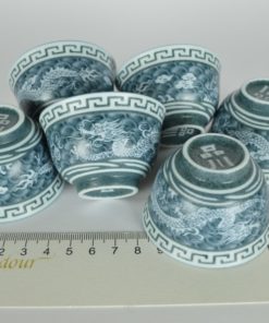 Kleine kom met blauwe draken -set van zes