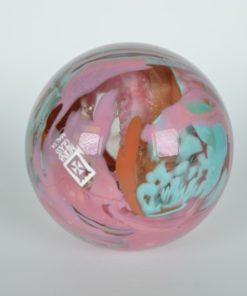 Presse-papier roze en turquoise Malta glas
