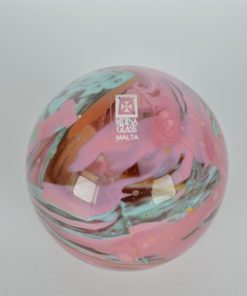 Presse-papier roze en turquoise Malta glas