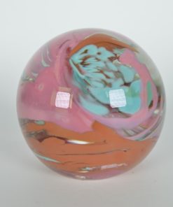 Presse-papier roze en turquoise Malta glas