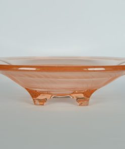 Fruitschaal roze glas op vier voetjes