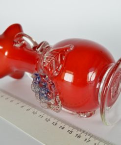 Vaas rood met paarse bloemen - Murano glas