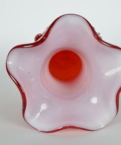 Vaas rood met paarse bloemen - Murano glas