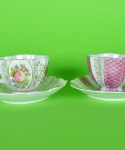 Set van 2 romantische mini kop en schotels - porselein