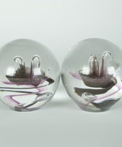 Presse-papier donkerpaars waterplant klein set van twee - Pfeiffer glas