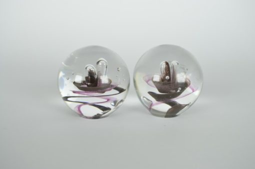 Presse-papier donkerpaars waterplant klein set van twee - Pfeiffer glas
