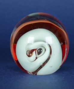 Presse-papier rood en wit glas