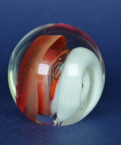 Presse-papier rood en wit glas