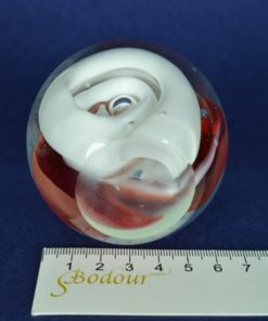 Presse-papier rood en wit glas