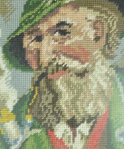 Borduurwerk van man in jagerskleding met pijp