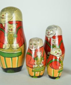 Kat Matroesjka - 5 houten poppen