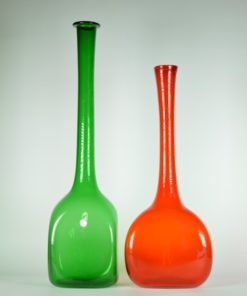 Groen glazen vaas met lange hals -made in Italy