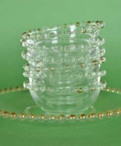 Platte schaal glas met parelrand met goudaccent