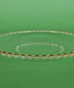 Platte schaal glas met parelrand met goudaccent