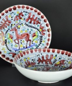 Fruittest met hert handgeschilderd, Italy - aardewerk