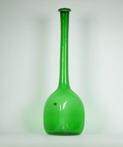 Groen glazen vaas met lange hals - made in Italy