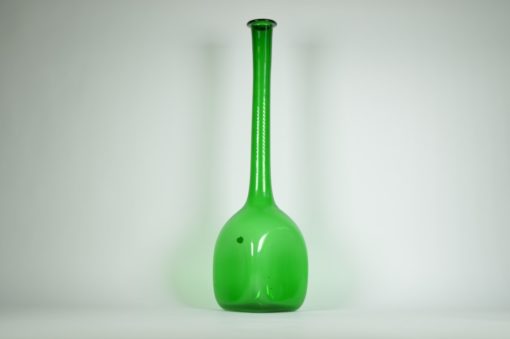 Groen glazen vaas met lange hals - made in Italy
