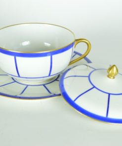Soepkom met deksel en schotel - Magasins de l' Union A. Blanchet M. Lachard 12 av. de l' Opéra Paris France Depose - Porselaein