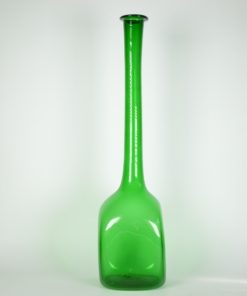 Groen glazen vaas met lange hals - made in Italy
