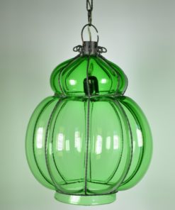 Venetiaanse lamp van groen mondgeblazen glas