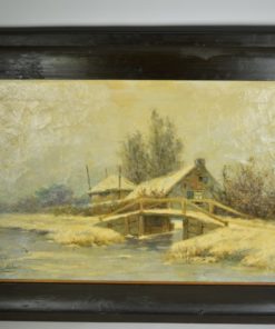 Schilderij Johan Georg Gerstenhauer Winterlandschap met boerderij