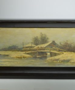 Schilderij Johan Georg Gerstenhauer Winterlandschap met boerderij