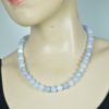 Halsketting Agaat- grijs, blauw en roze