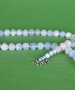 Halsketting Agaat- grijs, blauw en roze