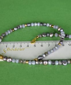 Halsketting Maansteen, Labradoriet, cultivé Parels