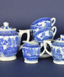Poppenservies Blue Willow - porselein