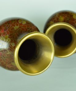 Set van twee vazen met lotusbloemen - Cloisonné