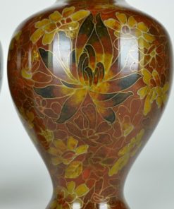 Set van twee vazen met lotusbloemen - Cloisonné