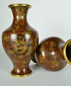 Set van twee vazen met lotusbloemen - Cloisonné