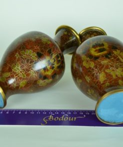 Set van twee vazen met lotusbloemen - Cloisonné