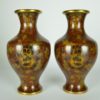 Set van twee vazen met lotusbloemen - Cloisonné