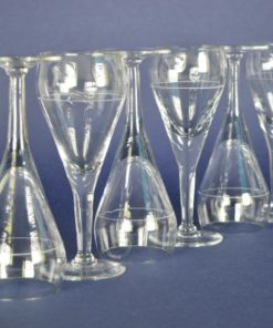 Wijnglazen kristal met witte bies - set van 6