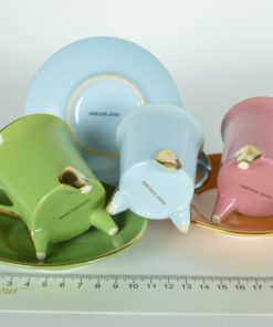 Koffie kop- en schotels Geneviève Lethu - collectie Aquarelle - porselein