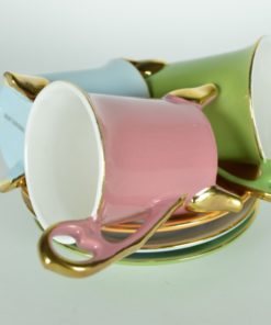 Koffie kop- en schotels Geneviève Lethu - collectie Aquarelle - porselein