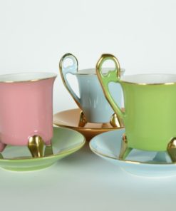 Koffie kop- en schotels Geneviève Lethu - collectie Aquarelle - porselein