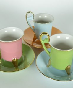 Koffie kop- en schotels Geneviève Lethu - collectie Aquarelle - porselein