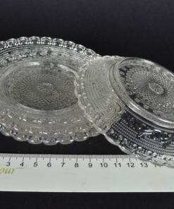 Glazen schotels met kantmotief - kleurloos