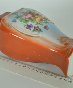 Vaas ijzerrood met bloemen - porselein