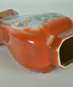 Vaas ijzerrood met bloemen - porselein