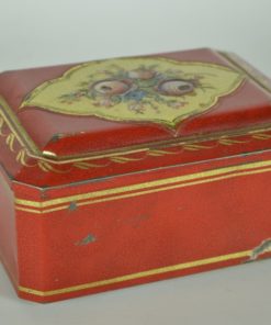 Blik - rood met bloemen