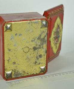 Blik - rood met bloemen