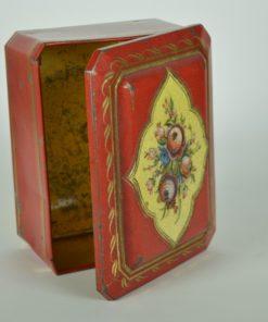 Blik - rood met bloemen