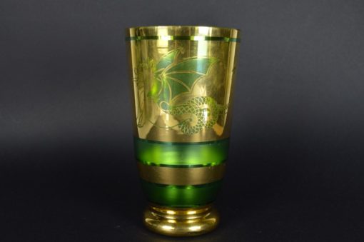 Vaas met gouden draken - groen glas