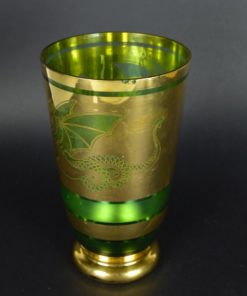 Vaas met gouden draken - groen glas